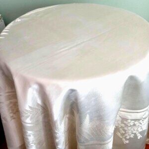 Lace Damask White Cotton/Linen Napkin Rectangle Table Linen Antique Vintage